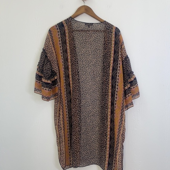 Democracy - NWT Quarter Length Pink & Black Double Ruffle Cardigan Size S/M - Picture 10 of 12